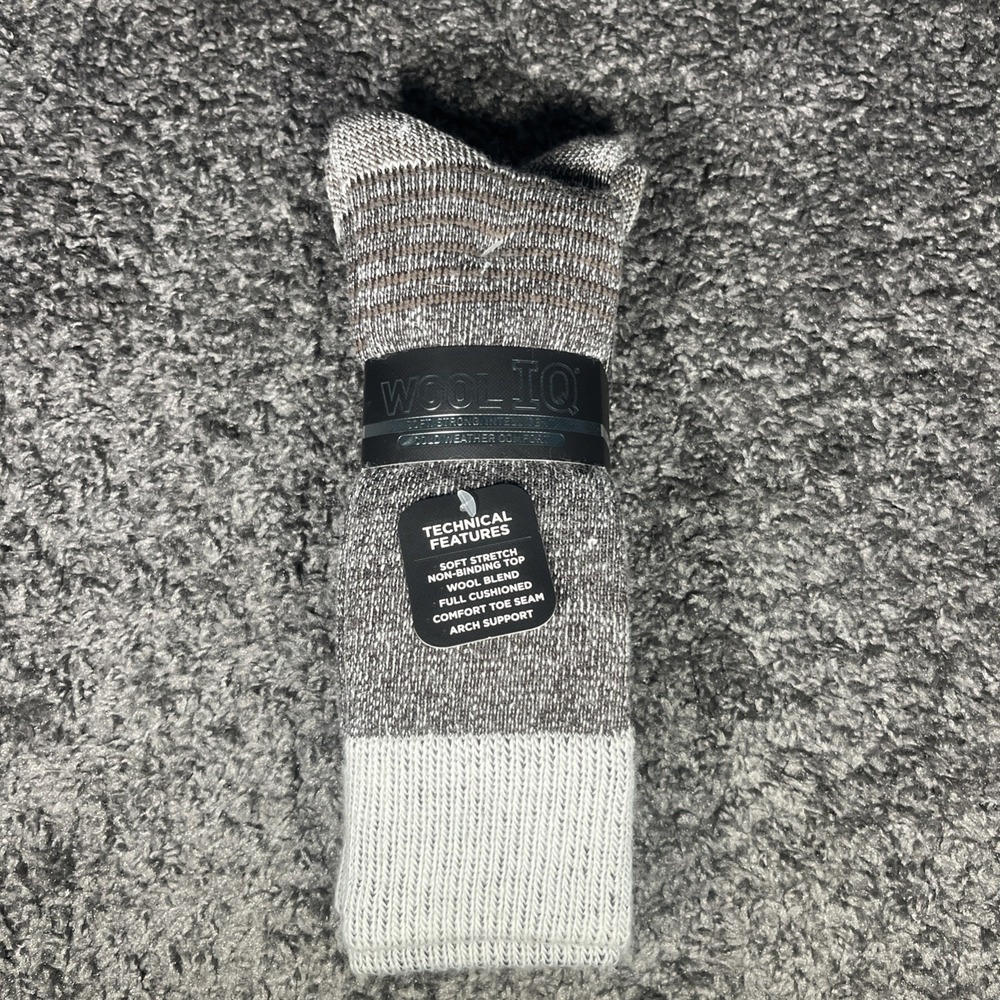 Will‎ Iq Comfort Wool Blend Large Size 10 To 13 Men's Socks 2 Pack Gray/Brown